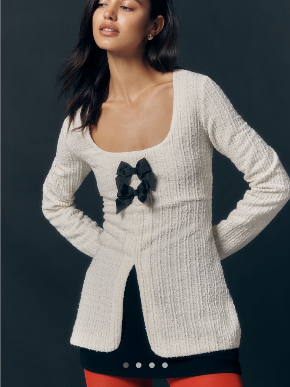 NWT Anthropologie Double Bow Scooped Neck Split Front Top